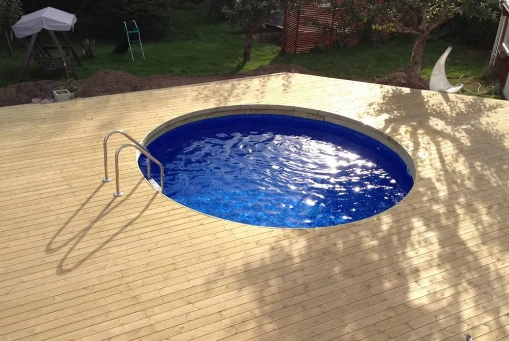 200 m² terrass med belyst pool – bild 24
